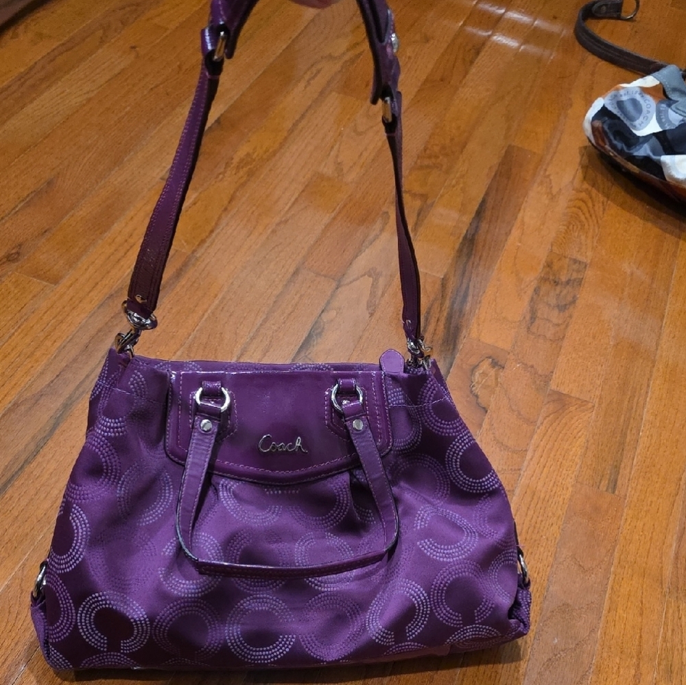 Coach Ashley Dotted OpArt Rich Purple Satchel - Picture 4 of 5